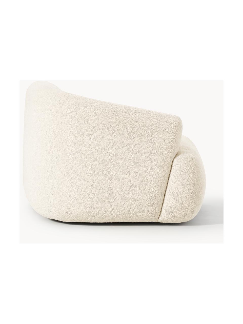 Módulo de esquina en tejido bouclé Sofia, Tapizado: tejido bouclé (100% polié, Estructura: madera de abeto, tablero , Patas: plástico Este producto es, Bouclé blanco Off White, An 95 x F 103 cm, módulo esquina izquierda