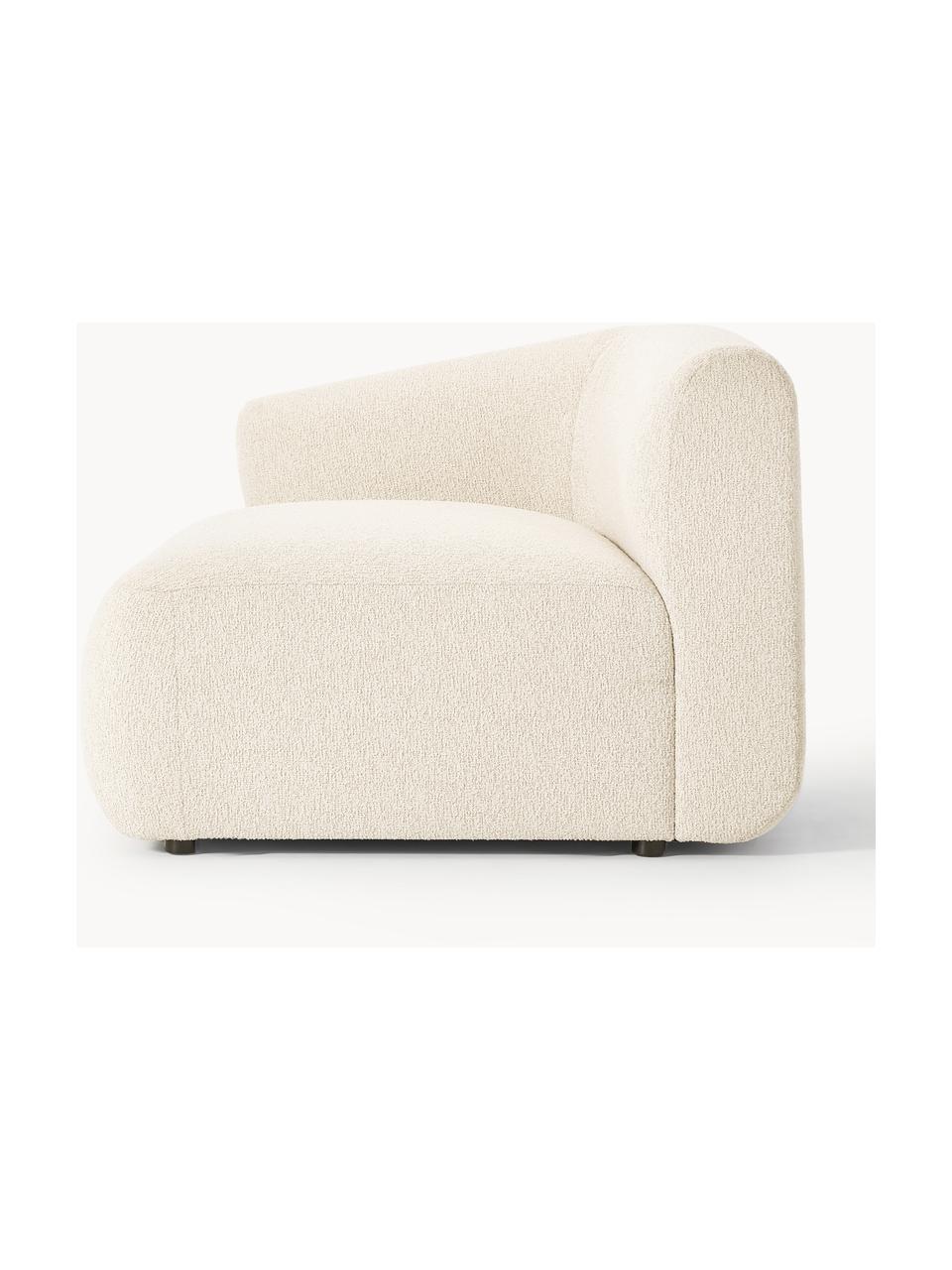 Módulo de esquina en tejido bouclé Sofia, Tapizado: tejido bouclé (100% polié, Estructura: madera de abeto, tablero , Patas: plástico Este producto es, Bouclé blanco Off White, An 95 x F 103 cm, módulo esquina izquierda