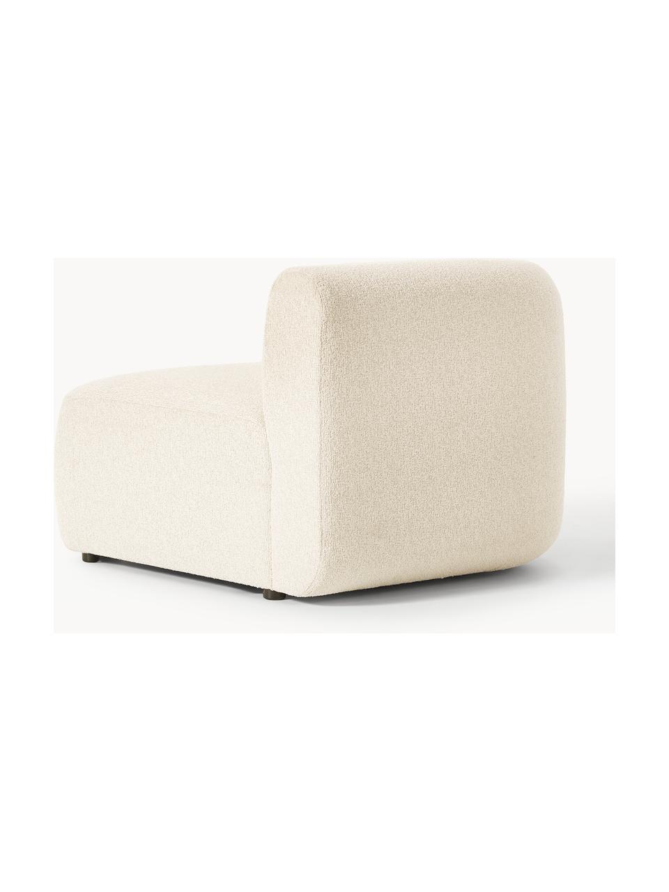 Módulo de esquina en tejido bouclé Sofia, Tapizado: tejido bouclé (100% polié, Estructura: madera de abeto, tablero , Patas: plástico Este producto es, Bouclé blanco Off White, An 95 x F 103 cm, módulo esquina izquierda