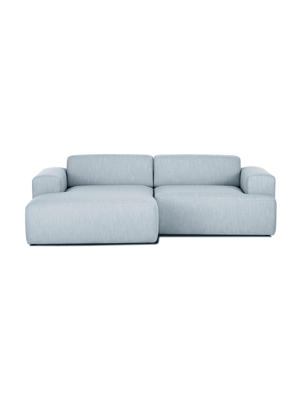 Ecksofa Melva (3-Sitzer), Bezug: Polyester Der hochwertige, Gestell: Massives Kiefernholz, Spa, Füße: Kiefernholz, Webstoff Blaugrau, B 240 x T 144 cm