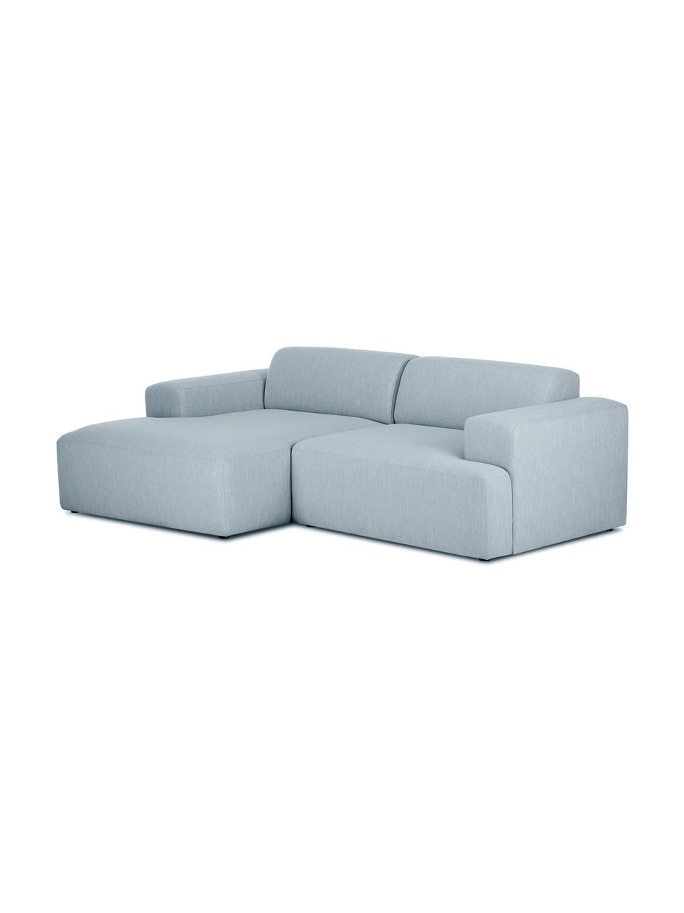 Sofa narożna Melva (3-osobowa), Tapicerka: poliester 35 000 cykli w , Stelaż: lite drewno sosnowe, płyt, Nogi: drewno sosnowe, Niebieskoszary, S 240 x G 144 cm