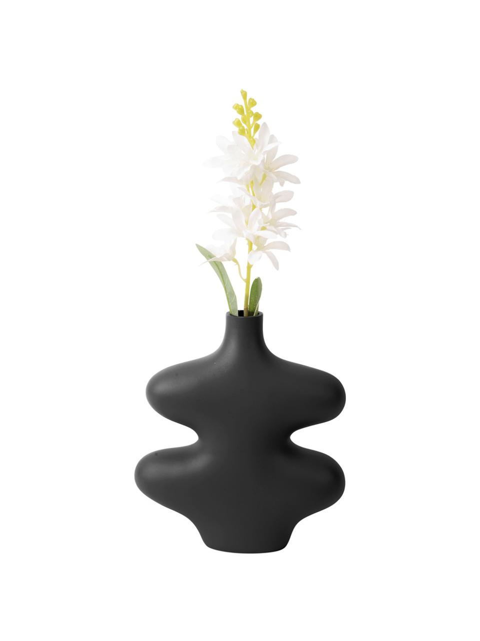 Váza v organickém tvaru Organic Curves, Polyresin, Černá, Š 18 cm, V 21 cm