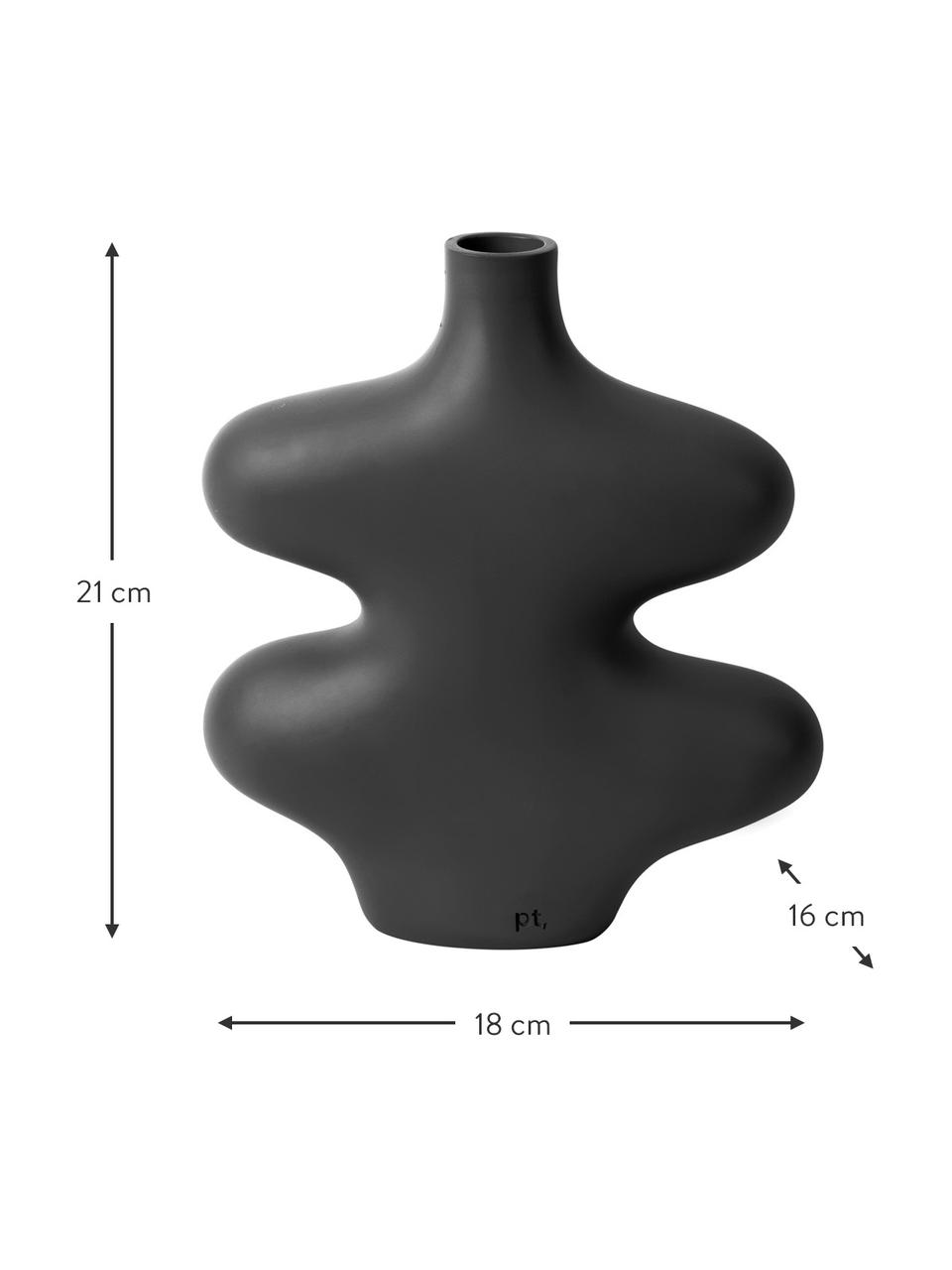 Jarrón con forma orgánica Organic Curves, Poliresina, Negro, An 18 x Al 21 cm