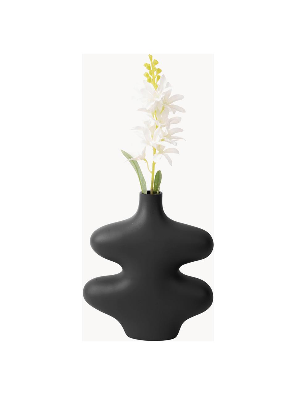 Vase Organic Curves in organischer Form, Polyresin, Schwarz, B 18 x H 21 cm