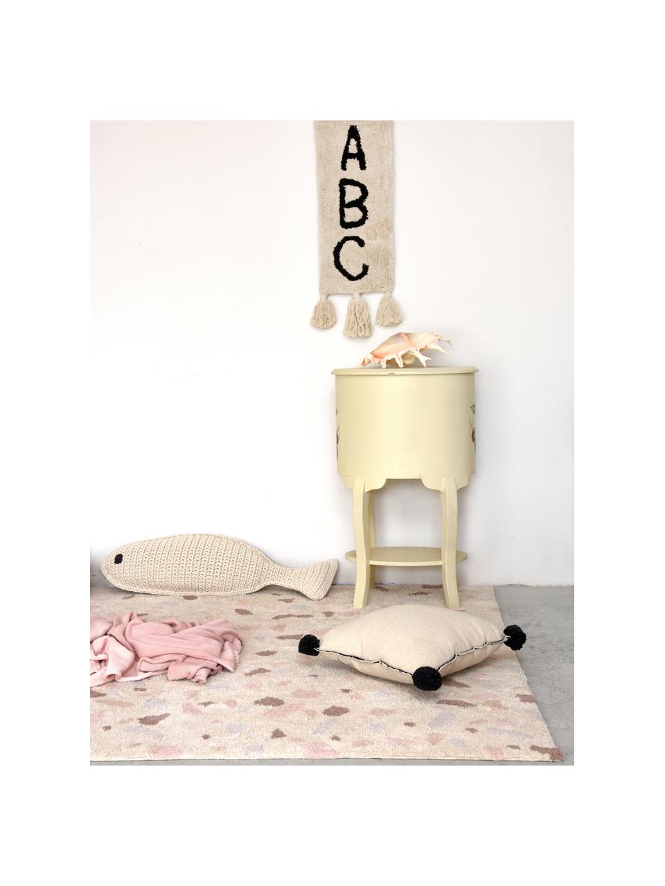 Handgeweven kindervloerkleed Terrazzo, Bovenzijde: 97% katoen, 3% kunstvezel, Onderzijde: 100% katoen, Abrikooskleurig, rozetinten, B 140 x L 200 cm (maat M)