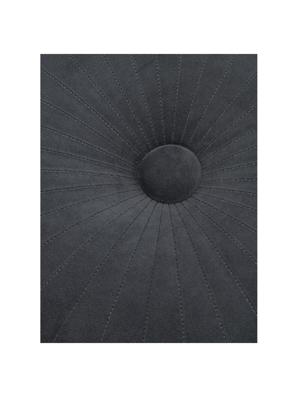 Lesklý kulatý sametový polštář Monet, s výplní, Tmavě šedá, Ø 40 cm