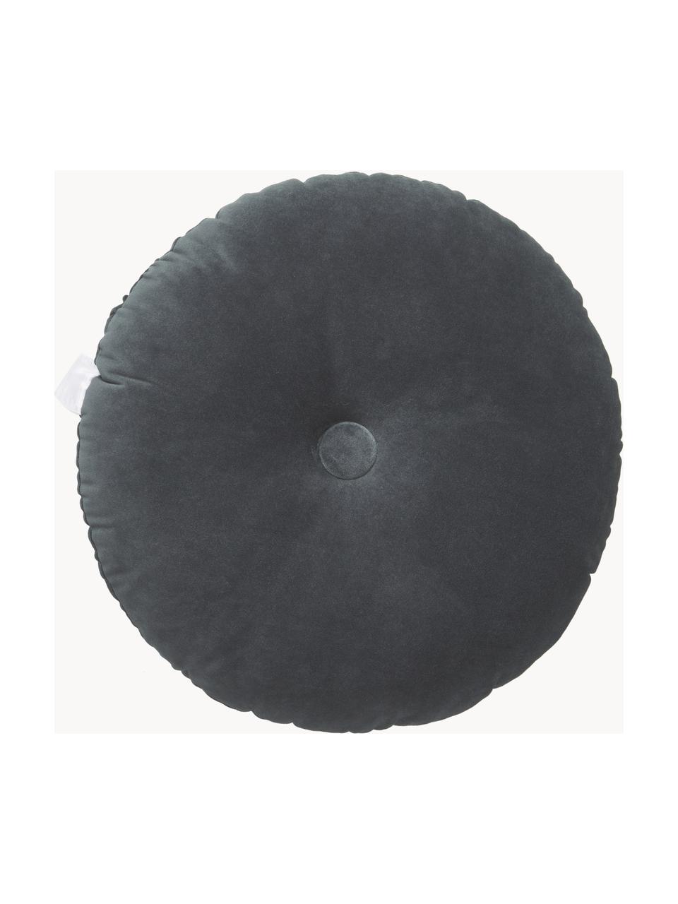 Cojín redondo de terciopelo brillante Monet, con relleno, Tapizado: 100% terciopelo de poliés, Gris oscuro, Ø 40 cm