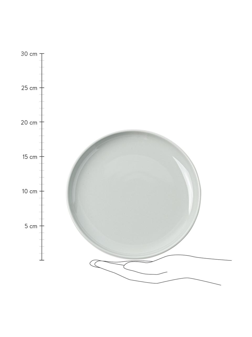 Talerz deserowy z porcelany Nessa, 4 szt., Porcelana twarda, Jasny szary, Ø 19 x W 3 cm