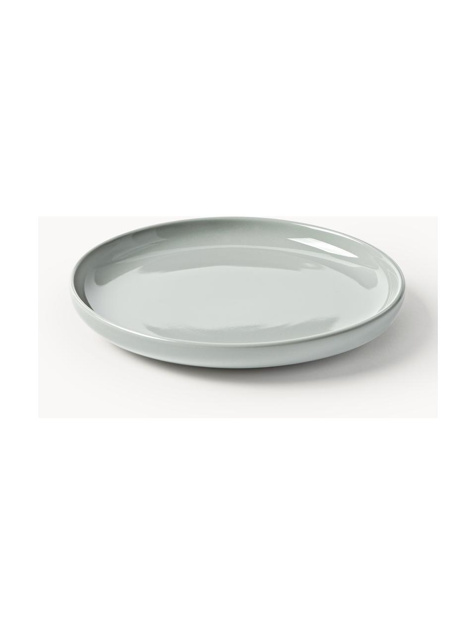 Platos postre de porcelana Nessa, 4 uds., Porcelana dura de alta calidad esmaltada, Gris claro brillante, Ø 19 cm