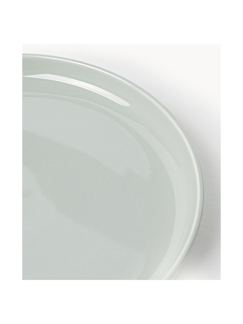 Platos postre de porcelana Nessa, 4 uds., Porcelana dura de alta calidad, esmaltada, Gris claro brillante, Ø 19 cm