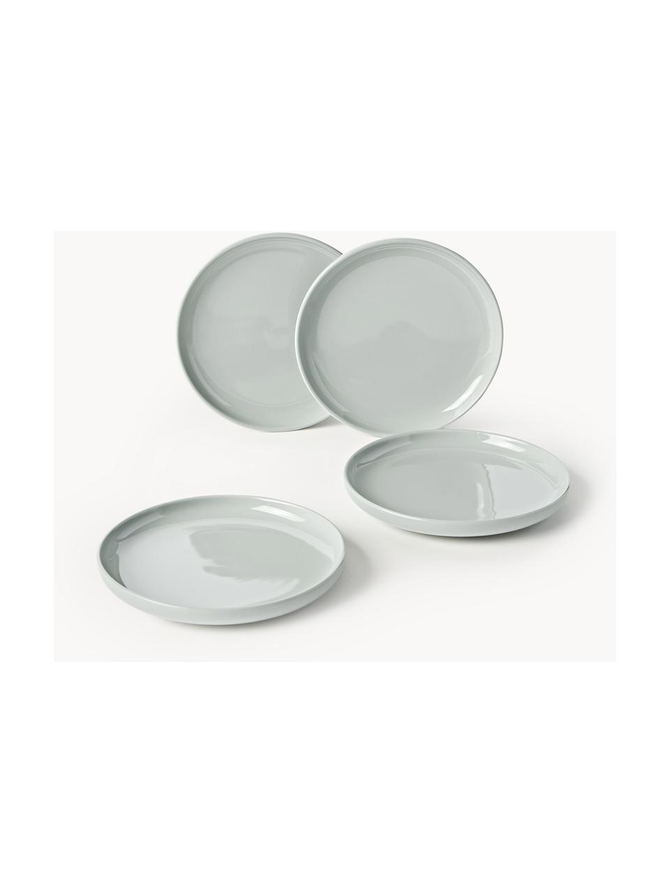 Platos postre de porcelana Nessa, 4 uds., Porcelana dura de alta calidad esmaltada, Gris claro brillante, Ø 19 cm