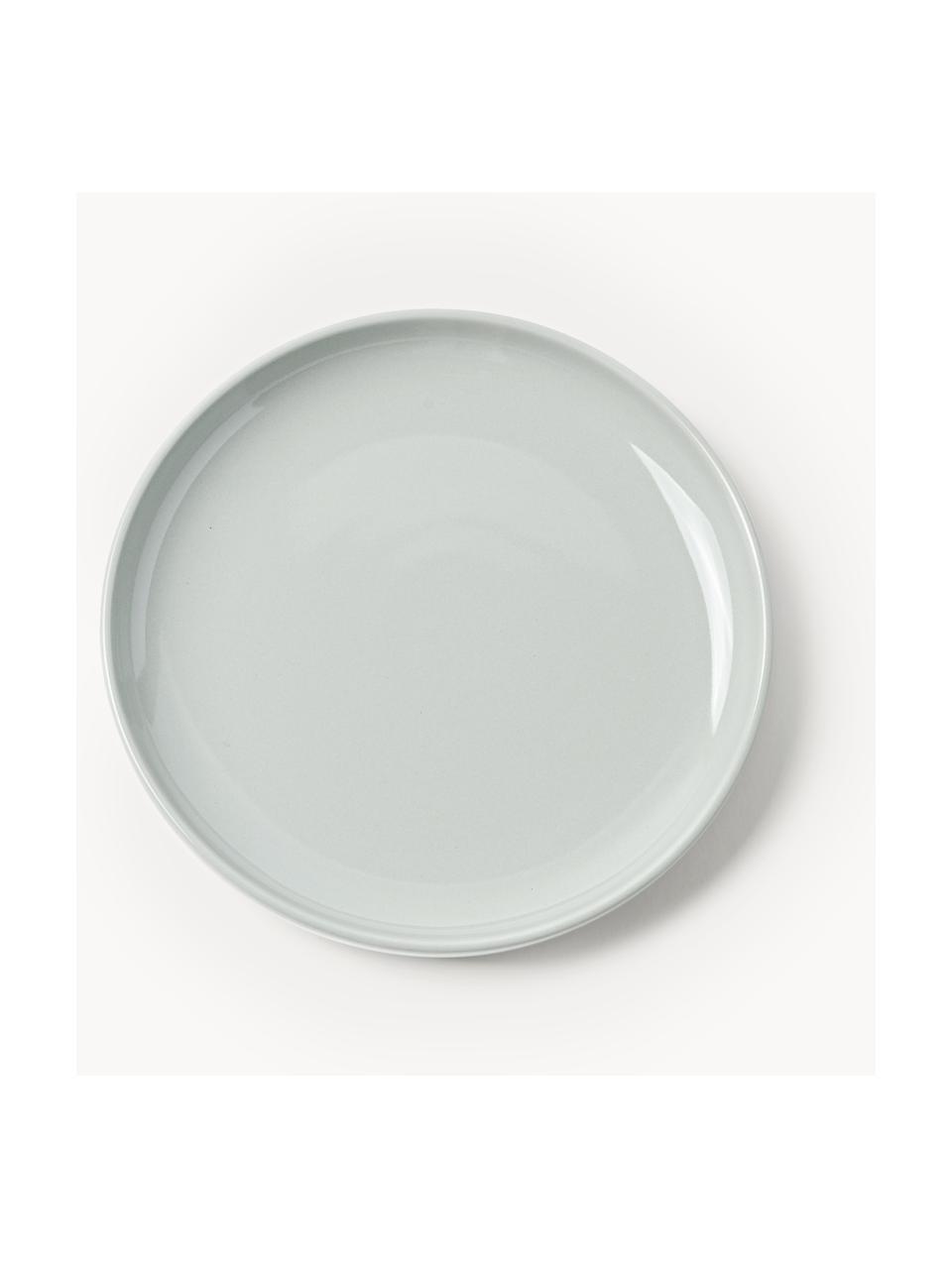 Porzellan-Frühstückteller Nessa, 4 Stück, Hochwertiges Hartporzellan, glasiert, Hellgrau, glänzend, Ø 19 cm