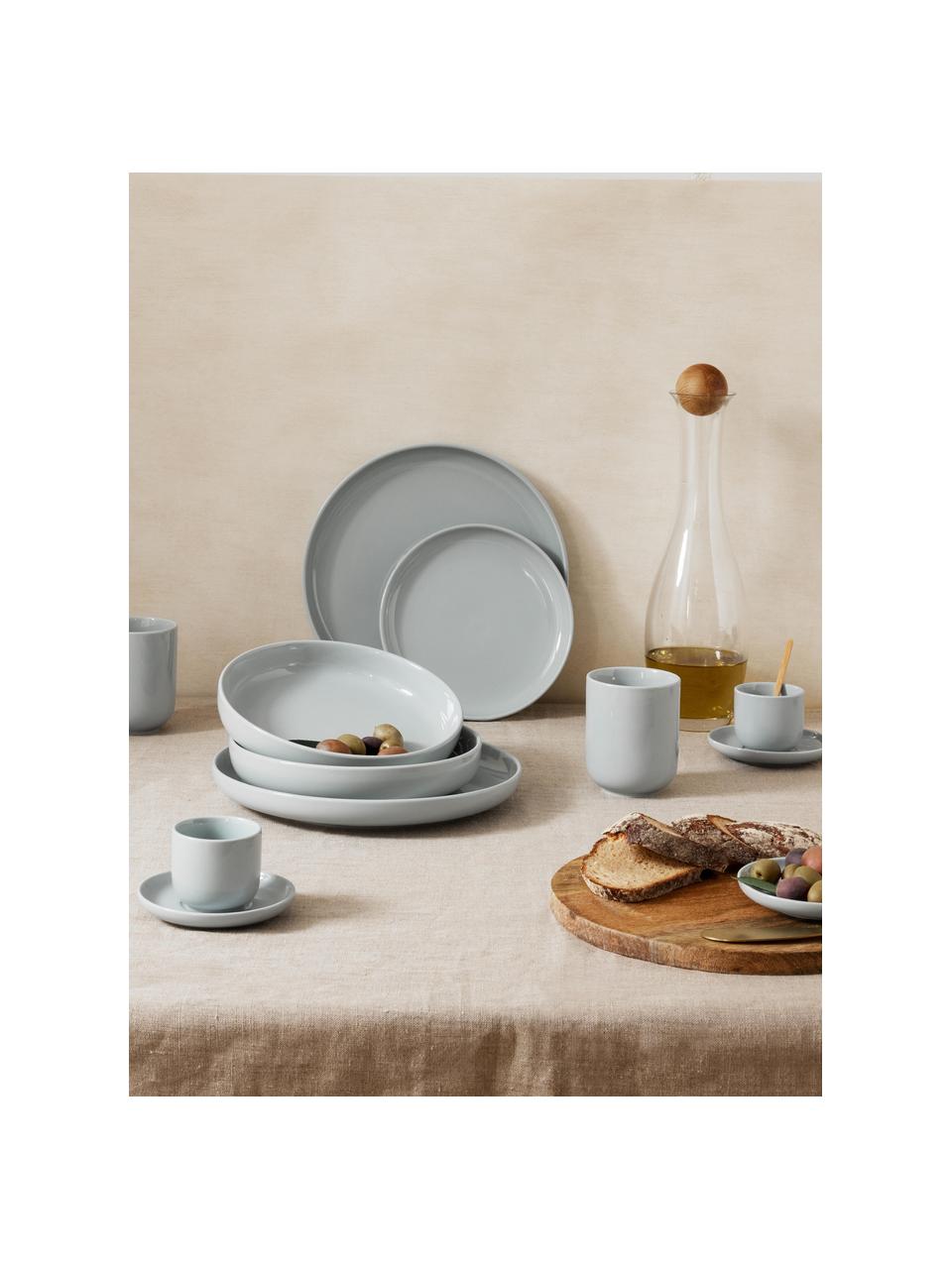 Platos postre de porcelana Nessa, 4 uds., Porcelana dura de alta calidad esmaltada, Gris claro brillante, Ø 19 cm