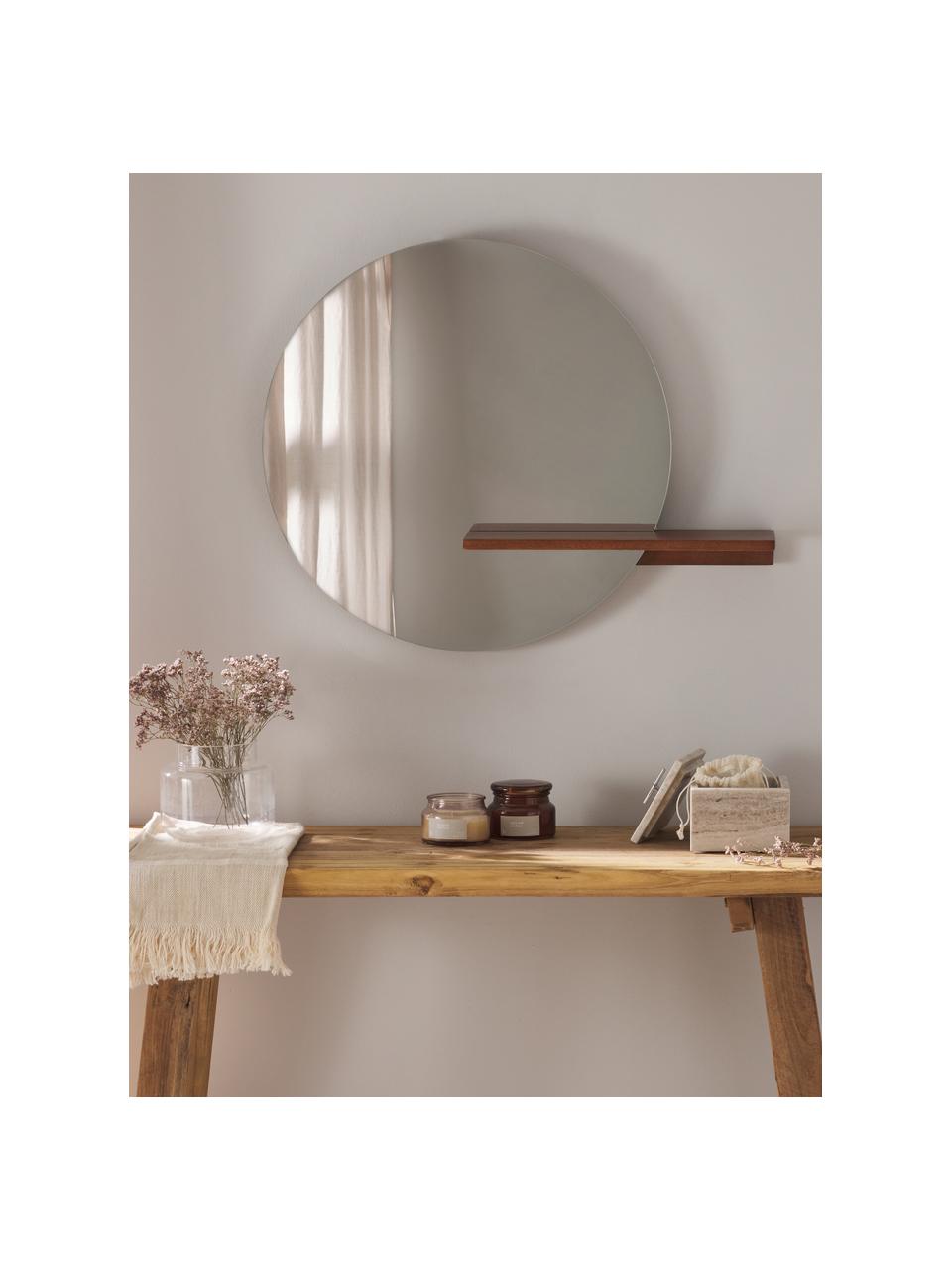 Lustro ścienne z półką z drewna Sandro, Drewno mangowe, S 75 x W 60 cm