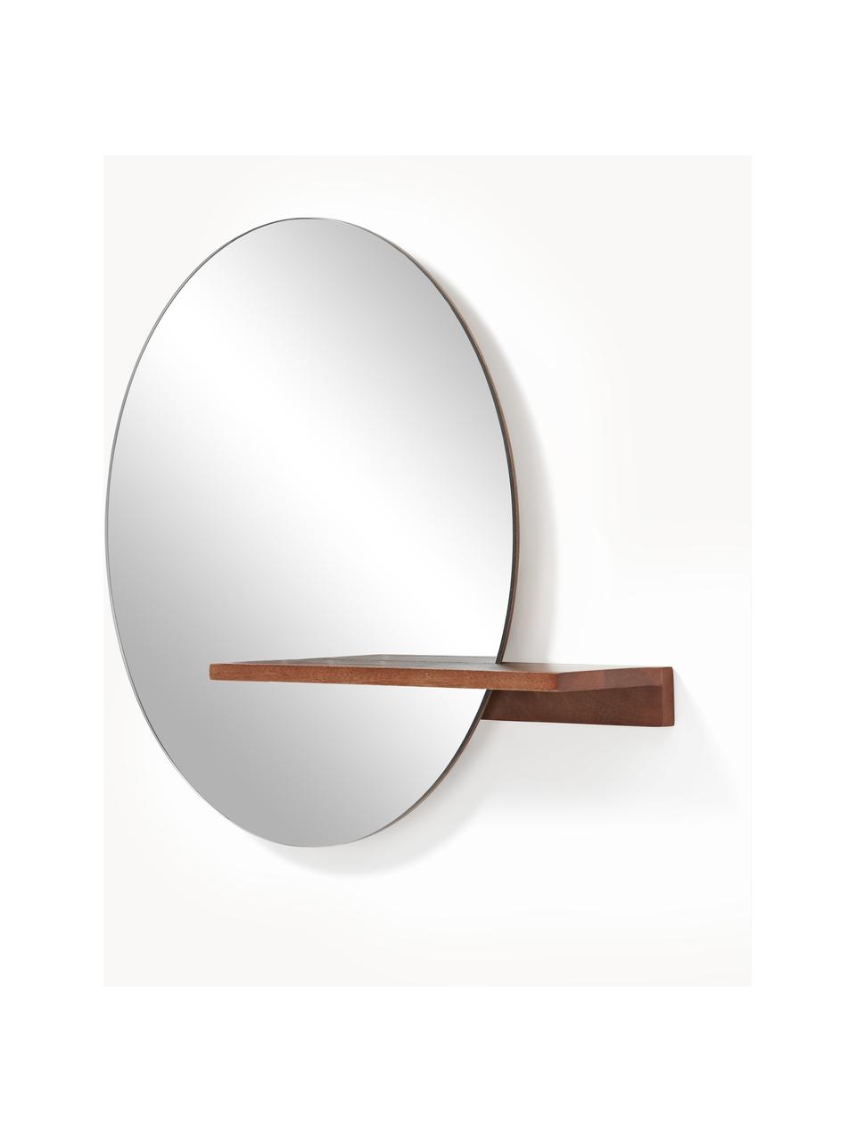 Specchio rotondo da parete con mensola in legno Sandro