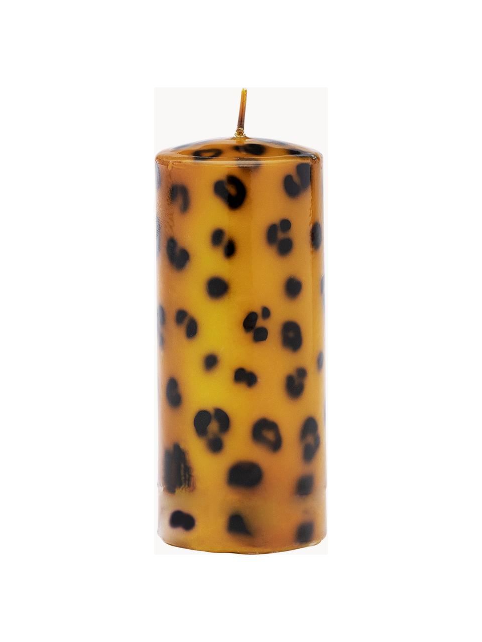 Vela pilar artesanal Leopard, 15 cm, Parafina, Bayo, negro, Ø 7 x Al 15 cm