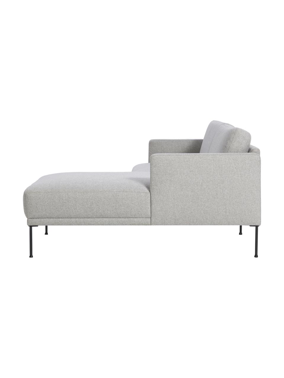 Sofá rinconera pequeño Fluente, Tapizado: 100% poliéster Alta resis, Estructura: madera de pino maciza con, Patas: metal con pintura en polv, Tejido gris claro, An 198 x F 152 cm, chaise longue derecha