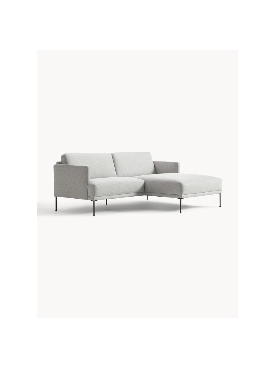 Sofa narożna Fluente, Tapicerka: 100% poliester Dzięki tka, Stelaż: lite drewno sosnowe z cer, Nogi: metal malowany proszkowo, Jasnobeżowa tkanina, S 198 x G 152 cm, prawostronna