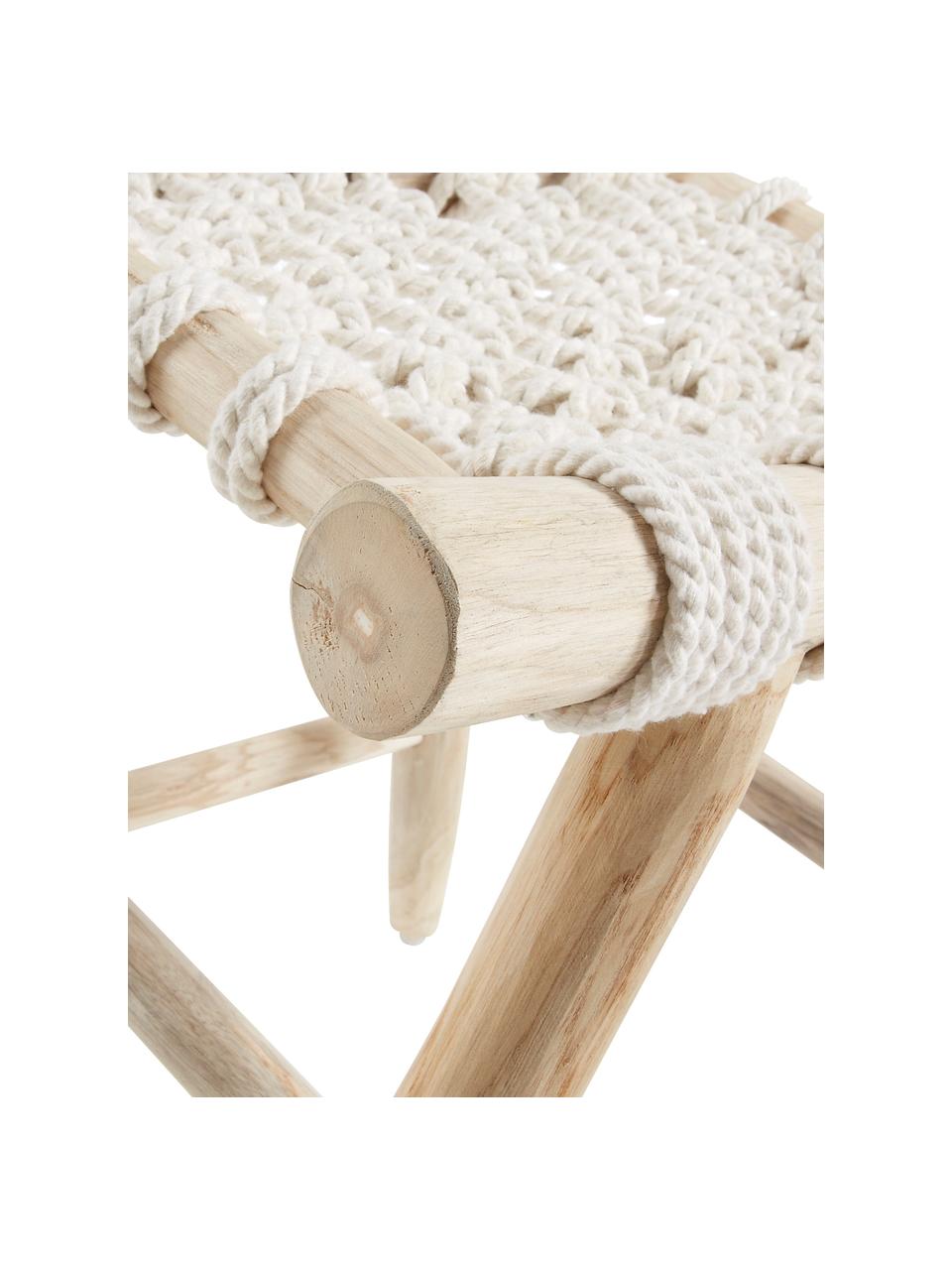 Taburetka Edgard, Tíkové drevo, lomená biela, Š 45 x V 45 cm