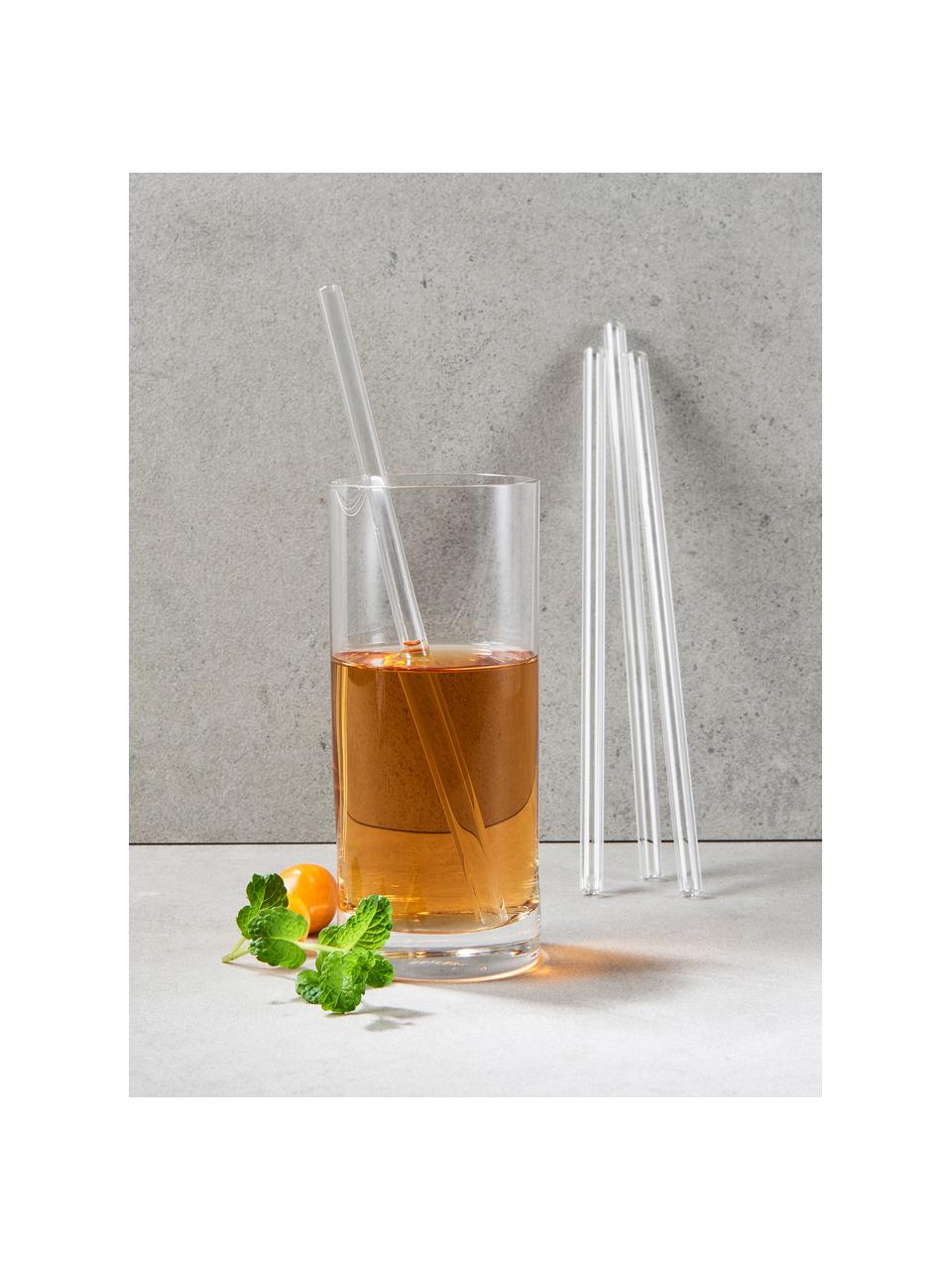 Sada skleněných brček s kartáčkem Long Drink, 4 díly, Borosilikátové sklo, Transparentní, D 24 cm