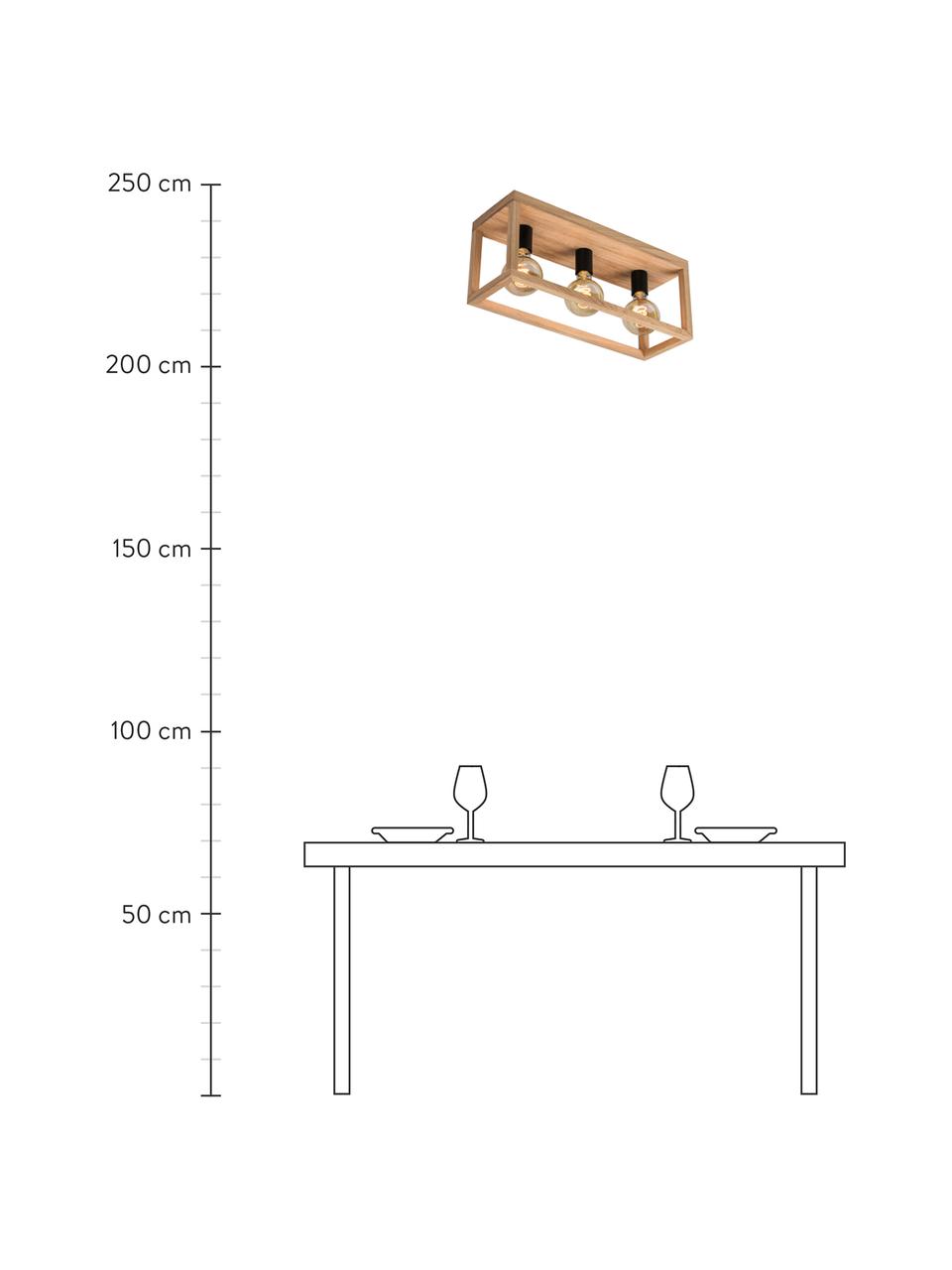 Deckenstrahler Kago aus Holz, Braun, Schwarz, 52 x 25 cm