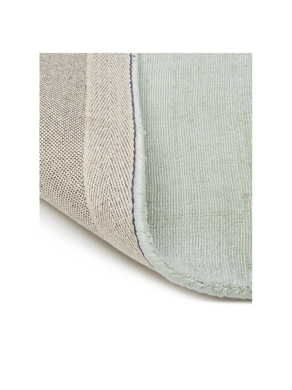 Tappeto in viscosa tessuto a mano Jane, Retro: 100% cotone Il materiale , Verde salvia, Larg. 300 x Lung. 400 cm (taglia XL)