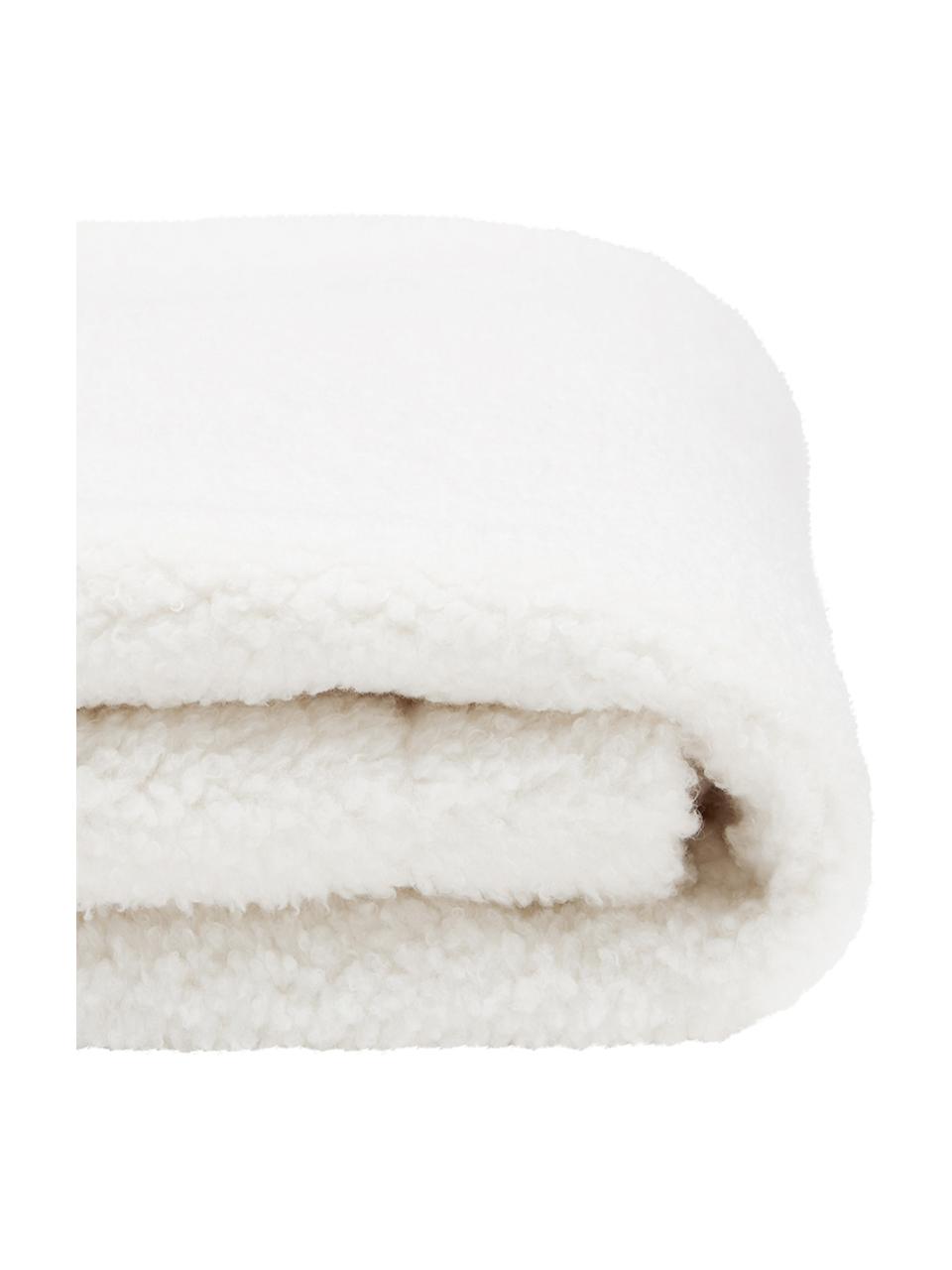 Teddy plaid Mille in wit, Bovenzijde: 100% polyester (teddyvach, Onderzijde: 100% polyester, Wit, 150 x 200 cm