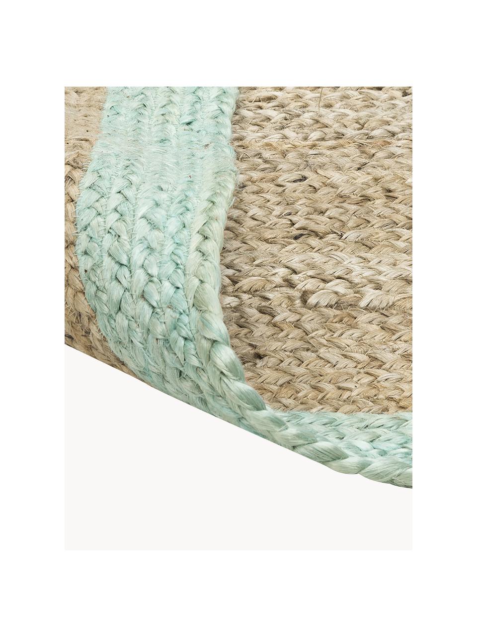 Ręcznie wykonany dywan z juty Shanta, 100% juta, Brązowy, miętowy zielony, S 200 x D 300 cm (Rozmiar L)