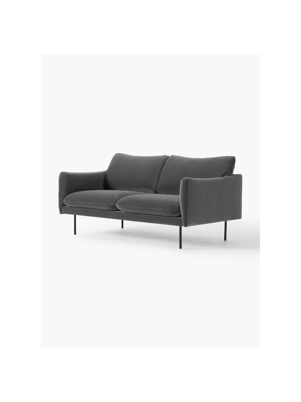 Samt-Sofa Moby (2-Sitzer), Bezug: Samt (Hochwertiger Polyes, Gestell: Massives Kiefernholz, Samt Grau, B 170 x T 95 cm