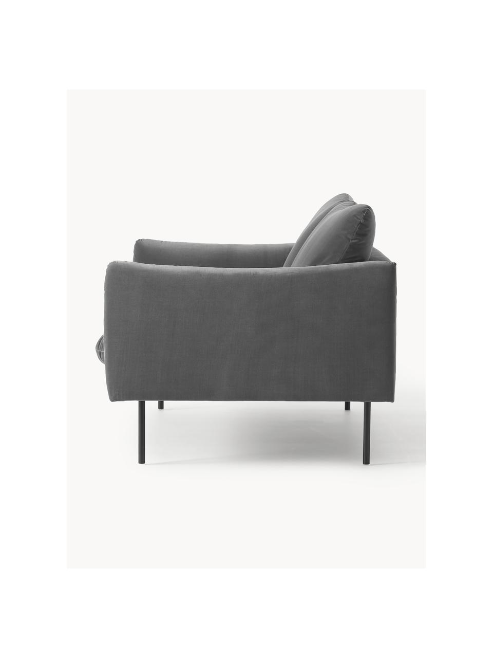 Samt-Sofa Moby (2-Sitzer), Bezug: Samt (Hochwertiger Polyes, Gestell: Massives Kiefernholz, Füße: Metall, pulverbeschichtet, Samt Grau, B 170 x T 95 cm