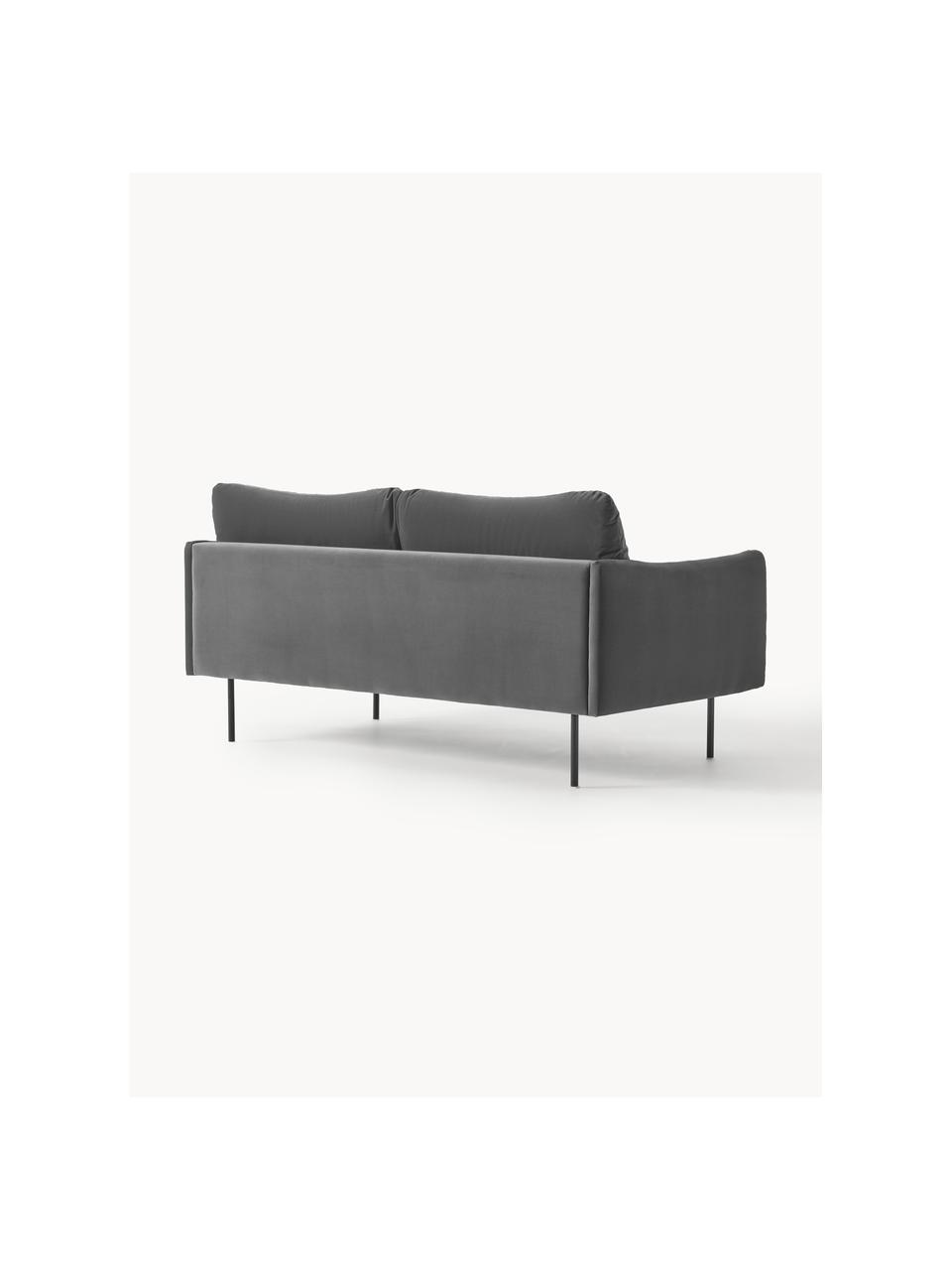 Samt-Sofa Moby (2-Sitzer), Bezug: Samt (Hochwertiger Polyes, Gestell: Massives Kiefernholz, Füße: Metall, pulverbeschichtet, Samt Grau, B 170 x T 95 cm