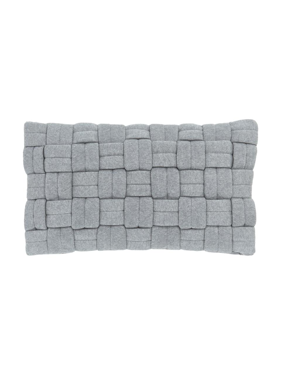 Housse de coussin tissé rectangulaire gris clair Norman, Gris clair, larg. 30 x long. 50 cm