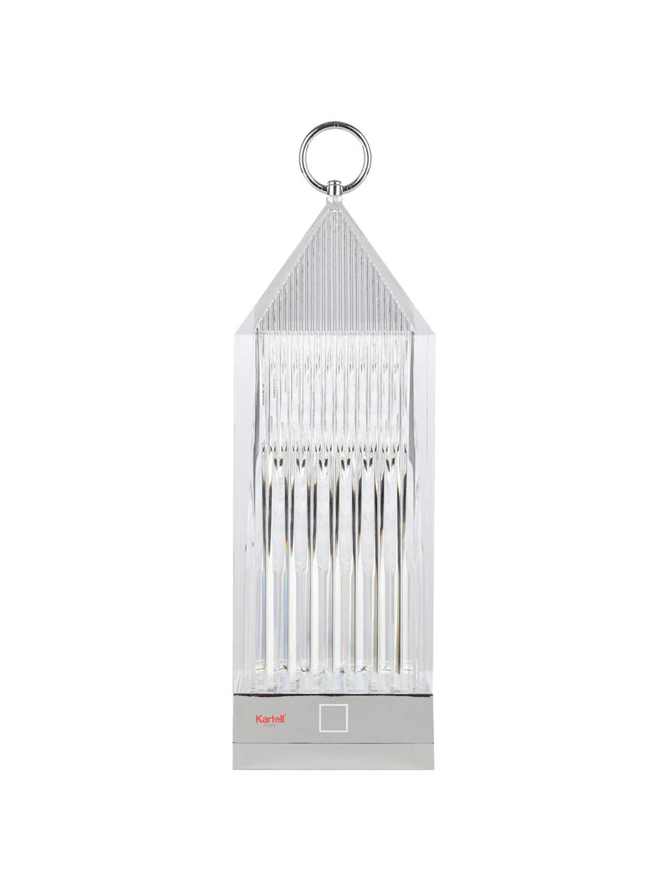 Lampada da tavolo portatile da esterno con stazione di ricarica Lantern, dimmerabile, Plastica, Argentato, Larg. 10 x Alt. 31 cm