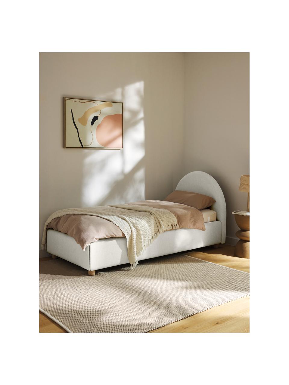 Buklé jednolôžková posteľ Ebba, Buklé lomená biela, Š 90 x D 200 cm