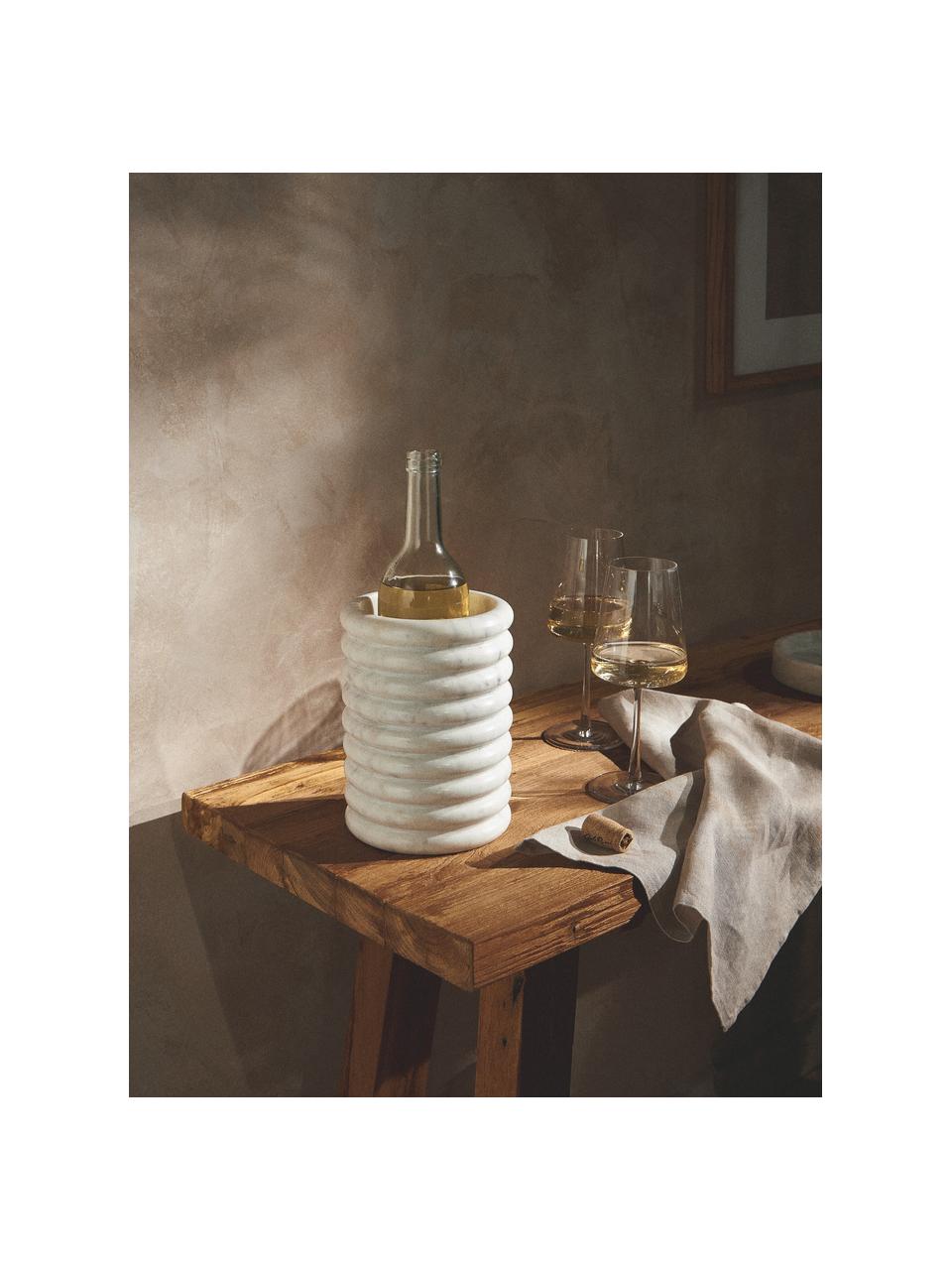 Marmeren wijnkoeler Zuri, Marmer, Wit, gemarmerd, Ø 14 x H 19 cm