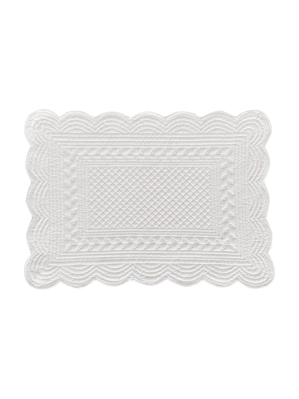 Baumwoll-Tischsets Boutis in Weiß, 2 Stück, 100% Baumwolle, Weiß, B 34 x L 48 cm