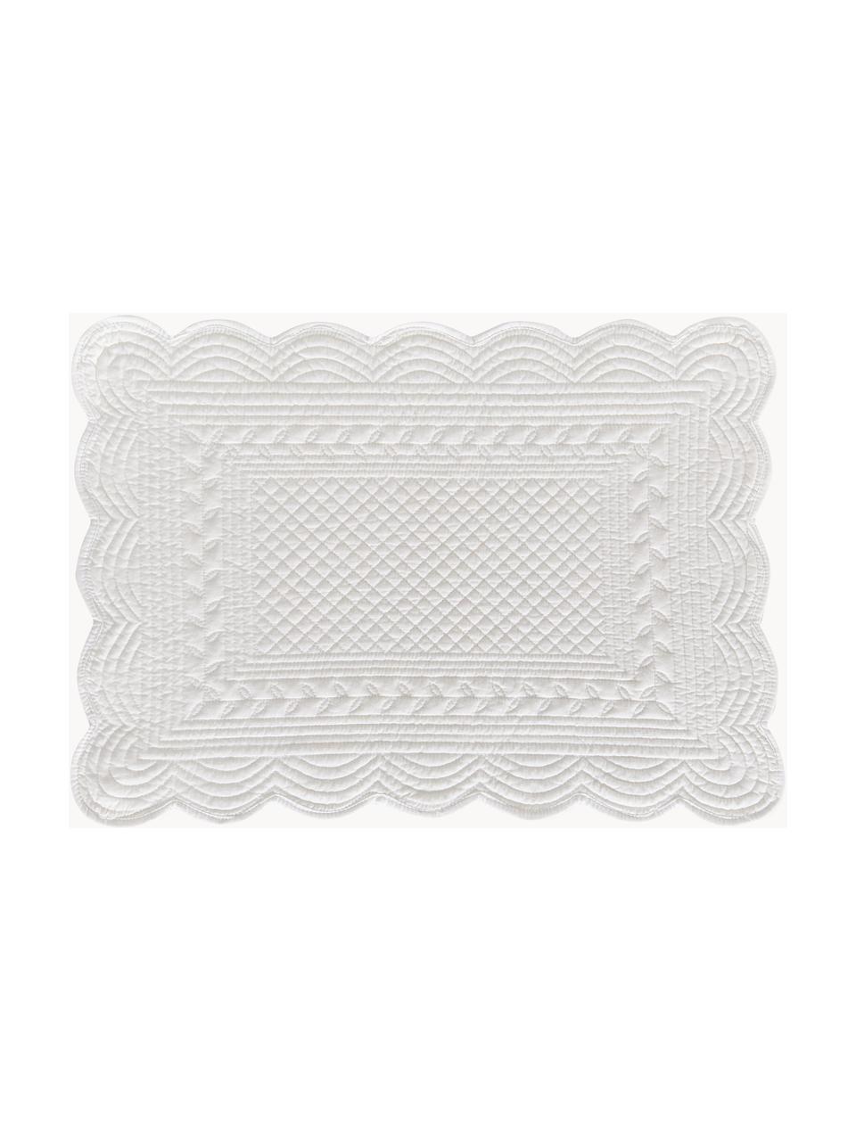 Sets de table Boutis, 2 pièces, 100 % coton, Blanc, larg. 34 x long. 48 cm