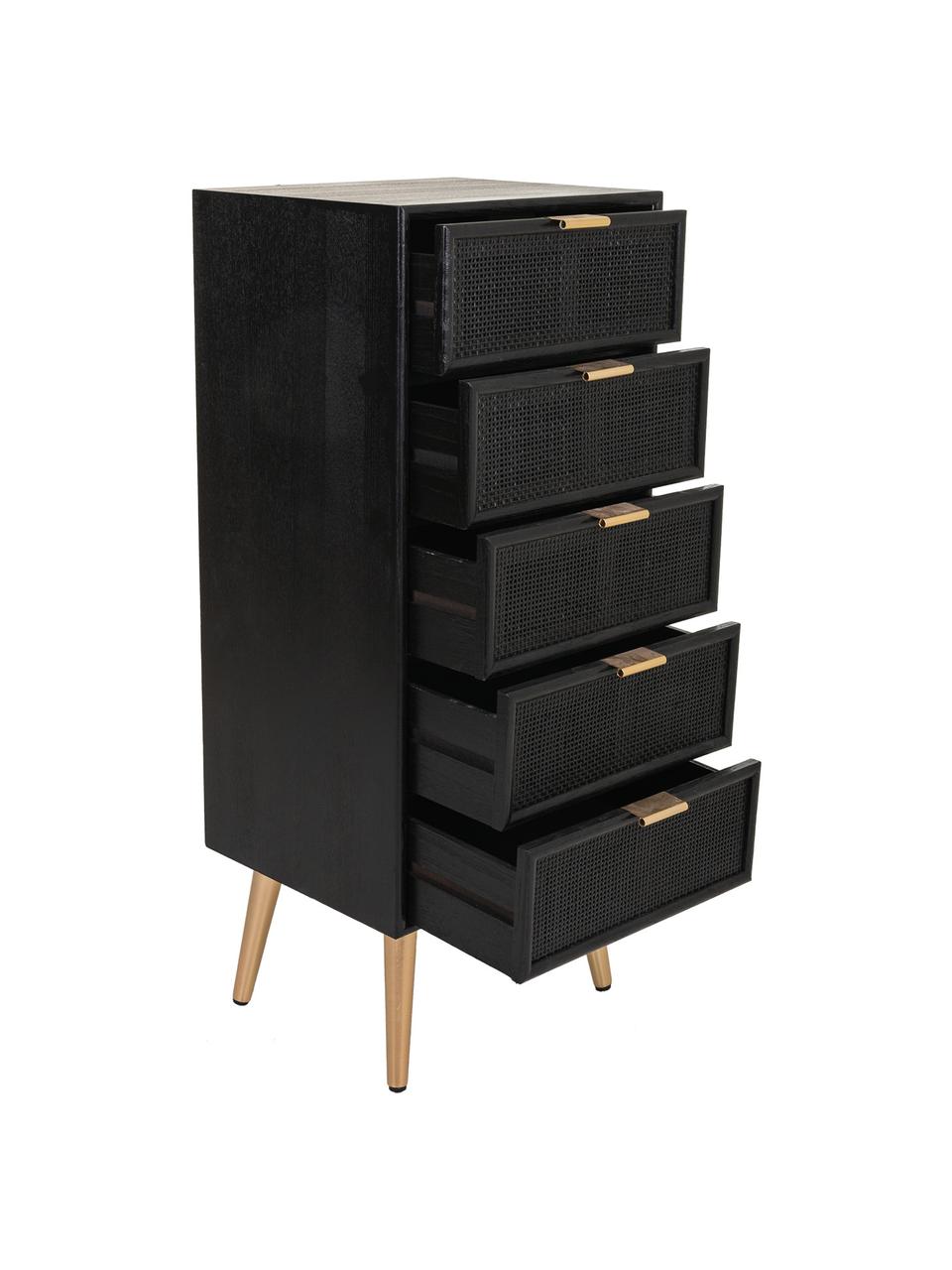 Rangement rustique Cayetana, Noir, larg. 42 x haut. 101 cm