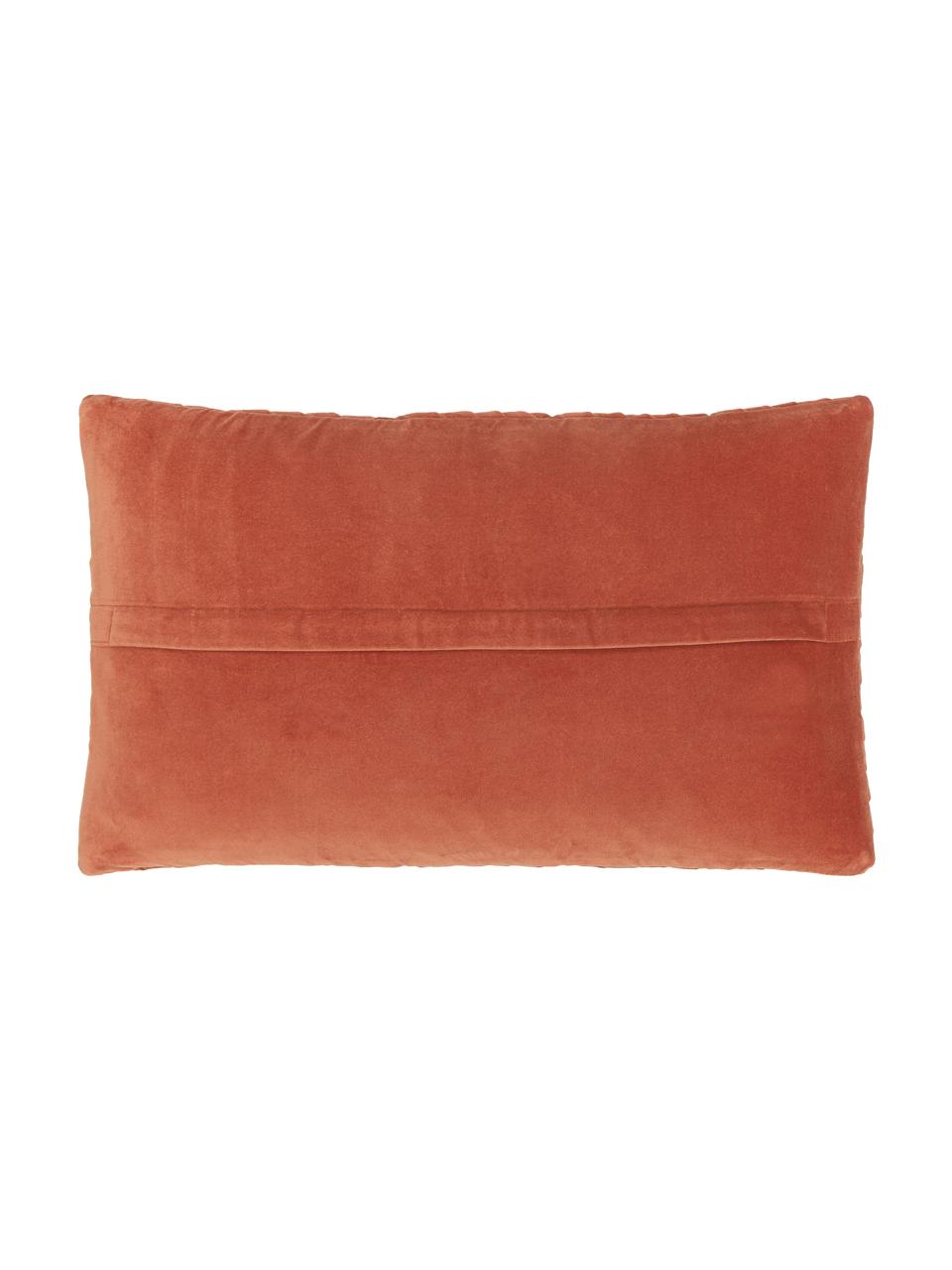 Housse de coussin rectangulaire velours terracotta Sina, Velours (100 % coton), Rouge, larg. 30 x long. 50 cm