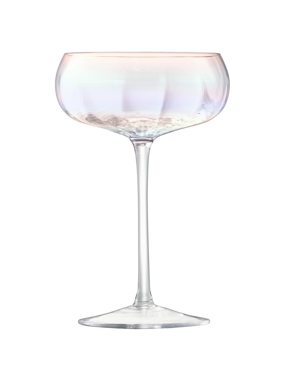 Kieliszek do szampana ze szkła dmuchanego Pearl, 4 szt., Szkło, Perłowy połysk, Ø 11 x W 16 cm, 300 ml