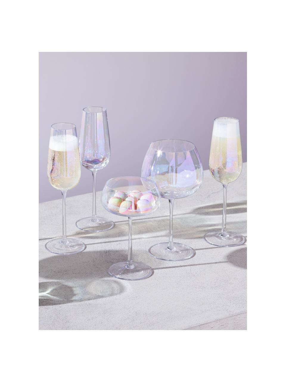 Coppa champagne in vetro soffiato con riflessi madreperlacei Pearl 2 pz, Vetro, Trasparente, iridescente, Ø 11 x Alt. 16 cm, 300 ml