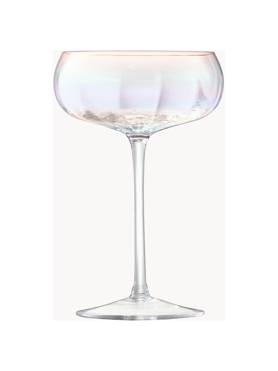 Mondgeblazen champagneglazen Pearl met glinsterende parelmoer glans, 2 stuks, Glas, Transparant, iriserend, Ø 11 x H 16 cm, 300 ml