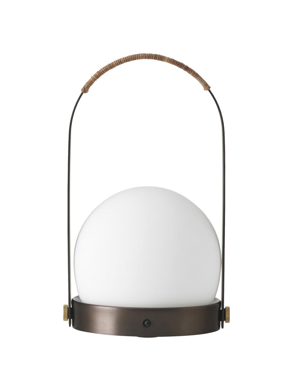 Lampada da tavolo dimmerabile con porta USB Bubo, Paralume: vetro opale, Struttura: metallo verniciato a polv, Bianco, legno, Ø 14 x Alt. 24 cm