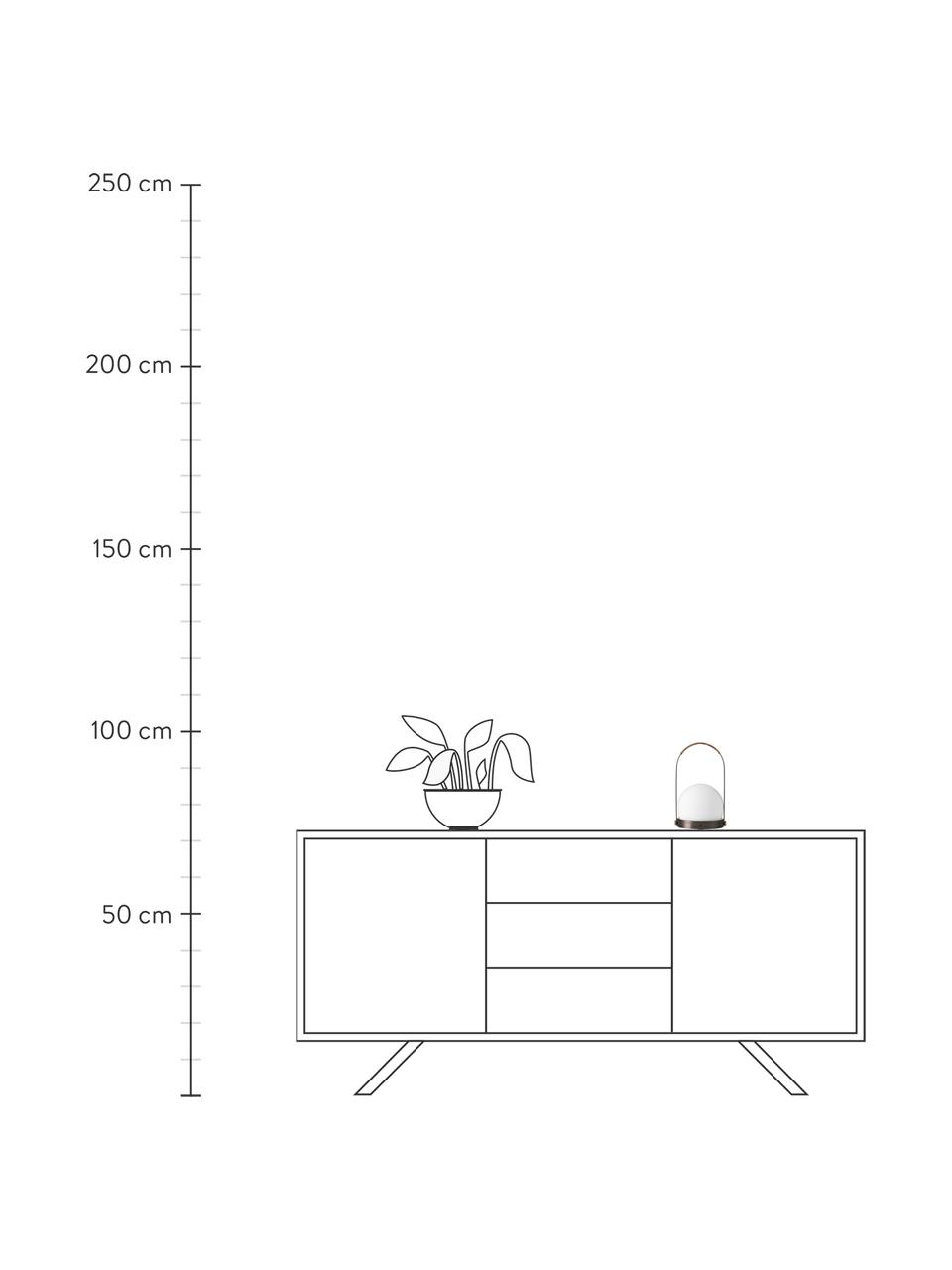 Dimbare tafellamp Bubo met USB-aansluiting, Lampenkap: opaalglas, Frame: gepoedercoat metaal, Wit, bruin, Ø 14  x H 24 cm