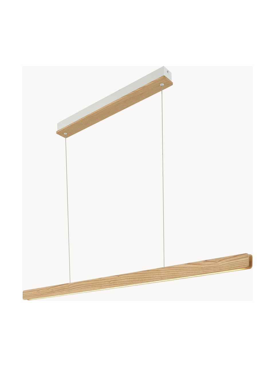 Grande suspension LED à intensité variable Ilgas, Bois, blanc, larg. 115 x haut. 4 cm