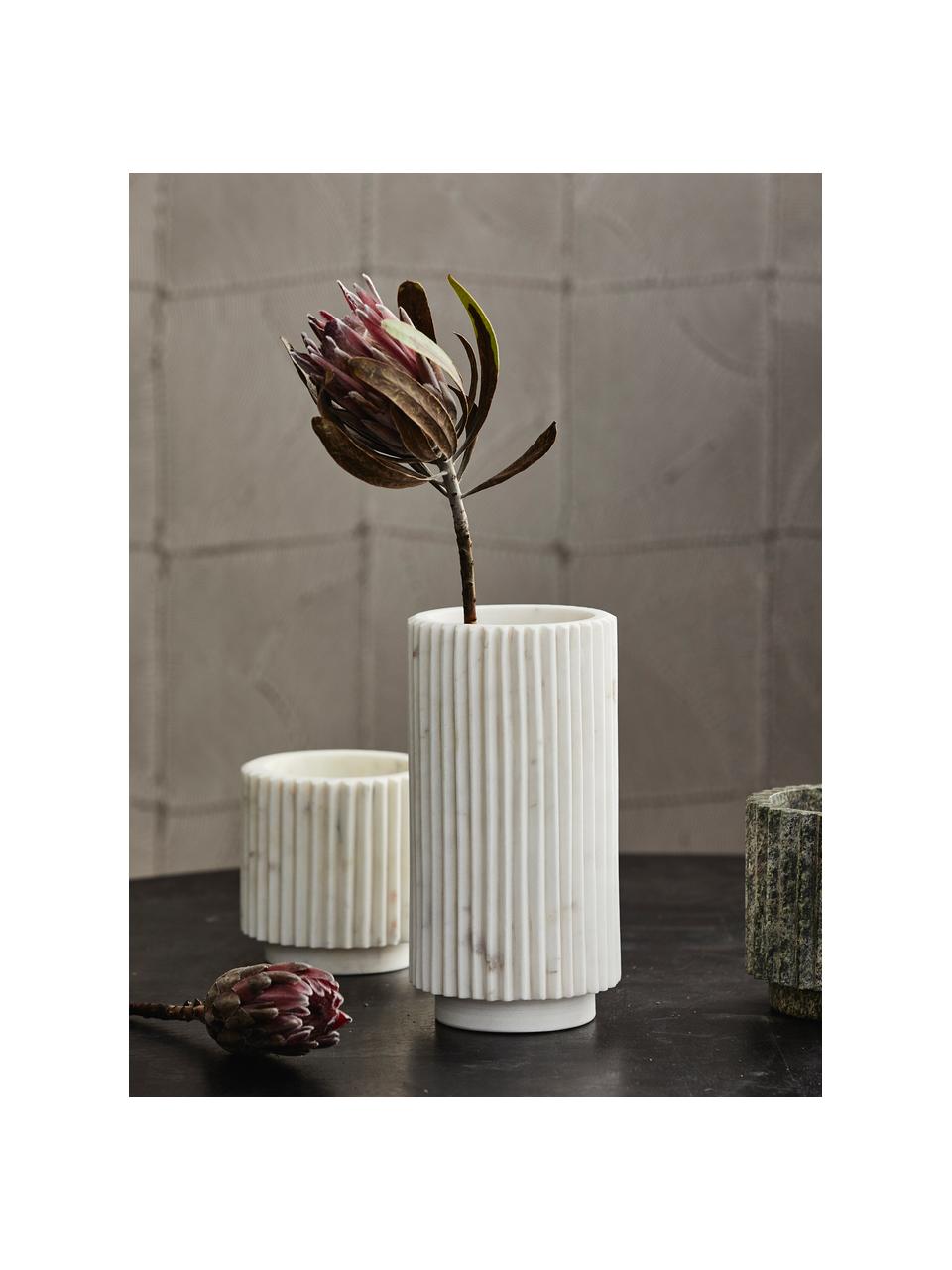 Marmeren plantenpot Loon, Marmer, Wit, gemarmerd, Ø 13 x H 13 cm