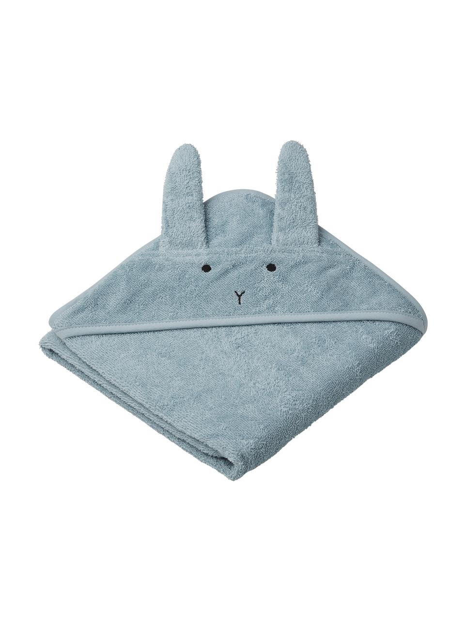 Asciugamano per bebè Albert Rabbit, 100% cotone biologico (spugna di cotone), Blu, Larg. 70 x Lung. 70 cm