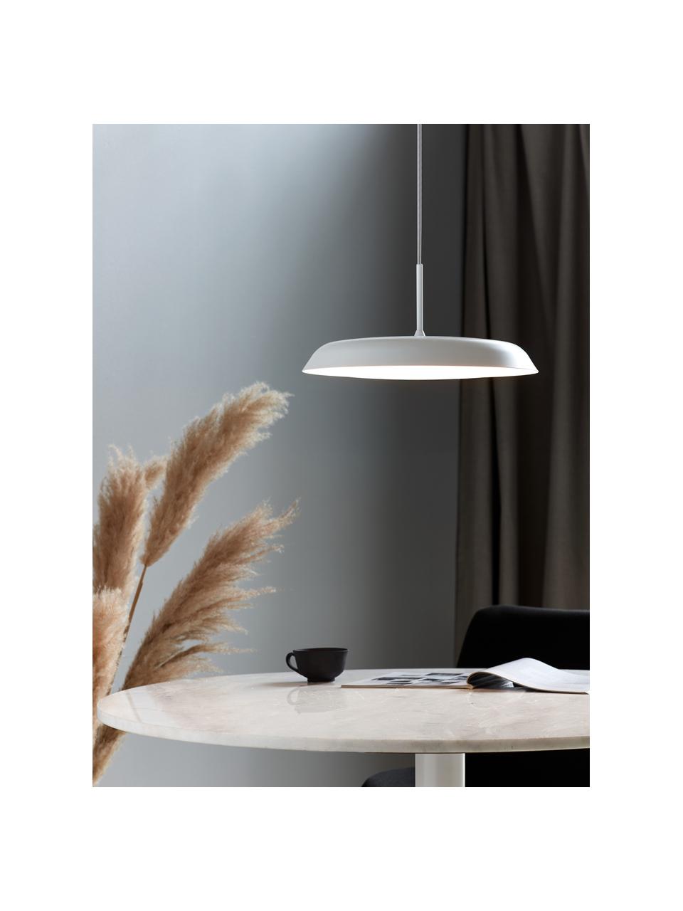 Dimbare LED hanglamp Piso in wit, Lampenkap: gecoat metaal, Diffuser: kunststof, Wit, Ø 36 x H 17 cm