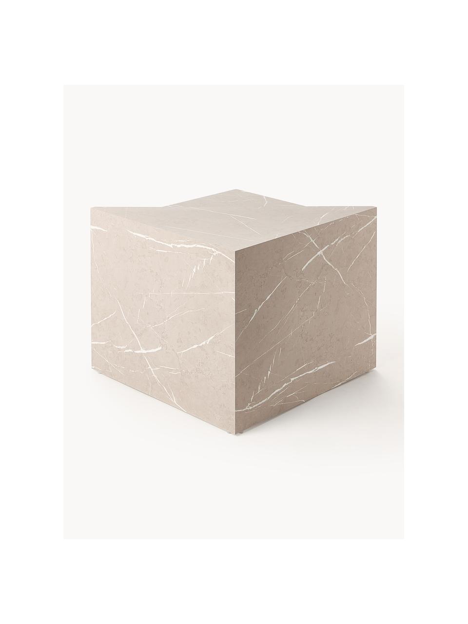 Set de mesas de centro en look mármol Vilma, 2 uds., Tablero de fibras de densidad media (MDF) con revestimiento de melamina, Aspecto mármol beige claro, Set de diferentes tamaños