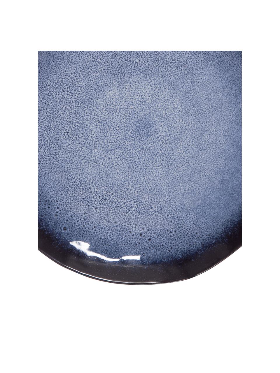 Platos llanos Sapphire, 3 uds., Gres, Azul, marrón negro, Ø 27 cm